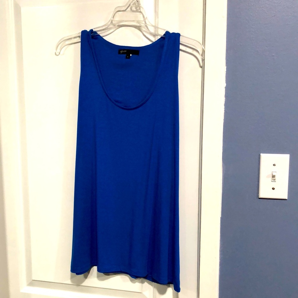 Blue tank with green detailing on back